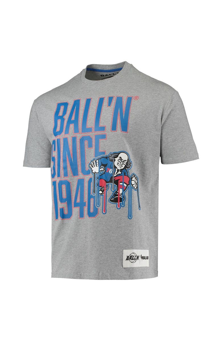 BALL'N Men's BALL'N Heathered Gray Philadelphia 76ers Since 1946 T-Shirt, Alternate, color, Heather Gray