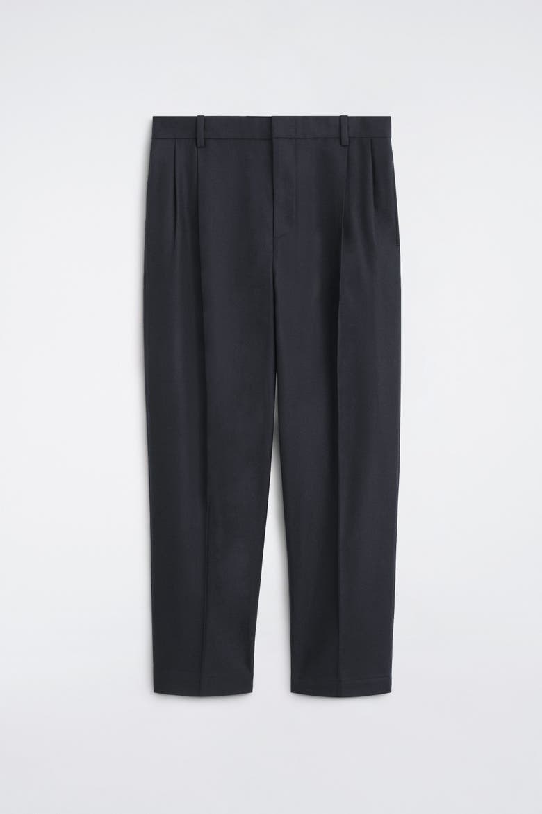 Pleated Wool Relaxed-fit Straight-leg Pants, Alternate, color, NAVY