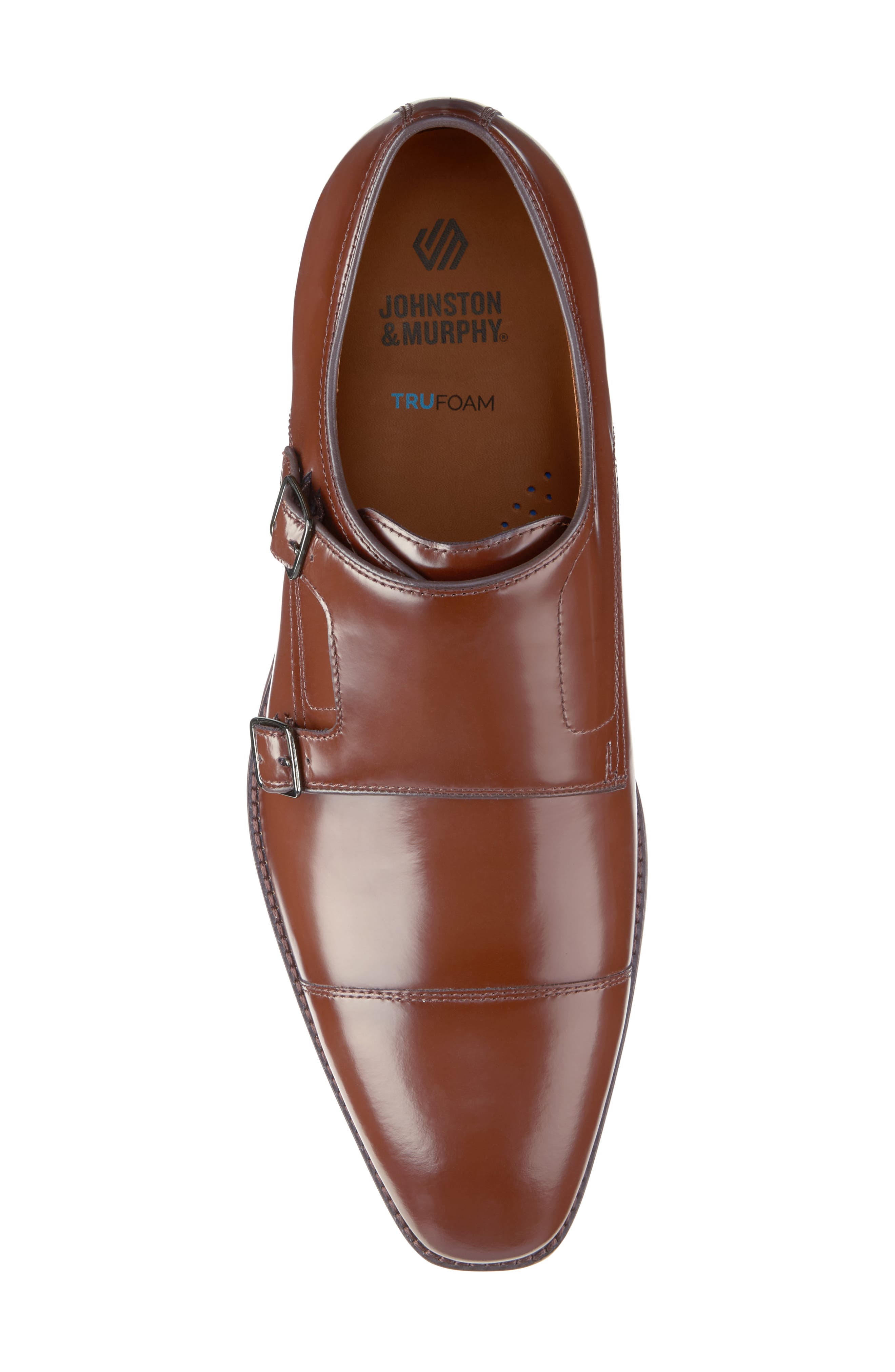 Johnston & Murphy Sullivan Cap Toe Double Monk Strap Shoe, Alternate, color, Brown Italian Calfskin
