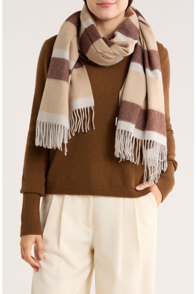 Stripe Fringe Cashmere Wrap Scarf, Main, color, PELICAN COMBO