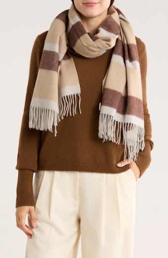 Stripe Fringe Cashmere Wrap Scarf