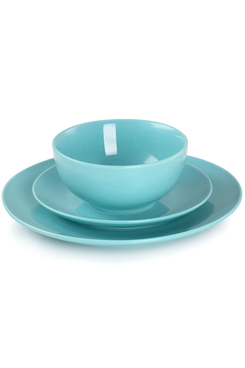 Luna 18 Piece Porcelain Dinnerware Set, Alternate, color, Blue