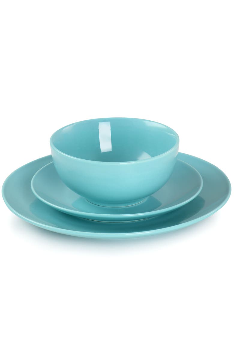 Elama Luna 18 Piece Porcelain Dinnerware Set, Alternate, color, Blue