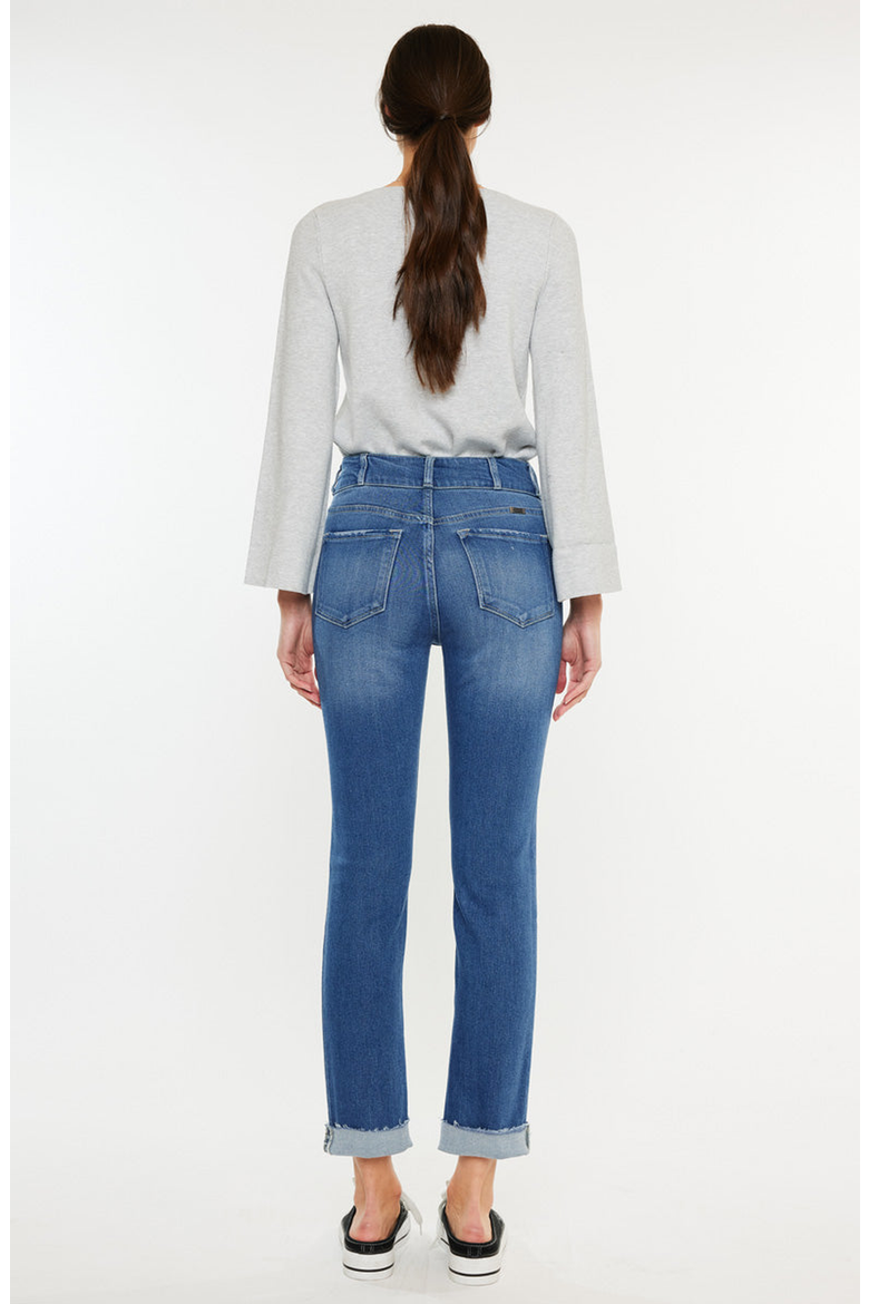 Esme Essentials High Rise Slim Straight Leg Jeans, Alternate, color, Medium Wash