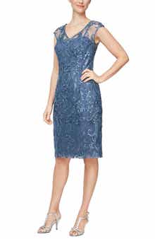Alex Evenings Embroidered Sequin Sheath Dress