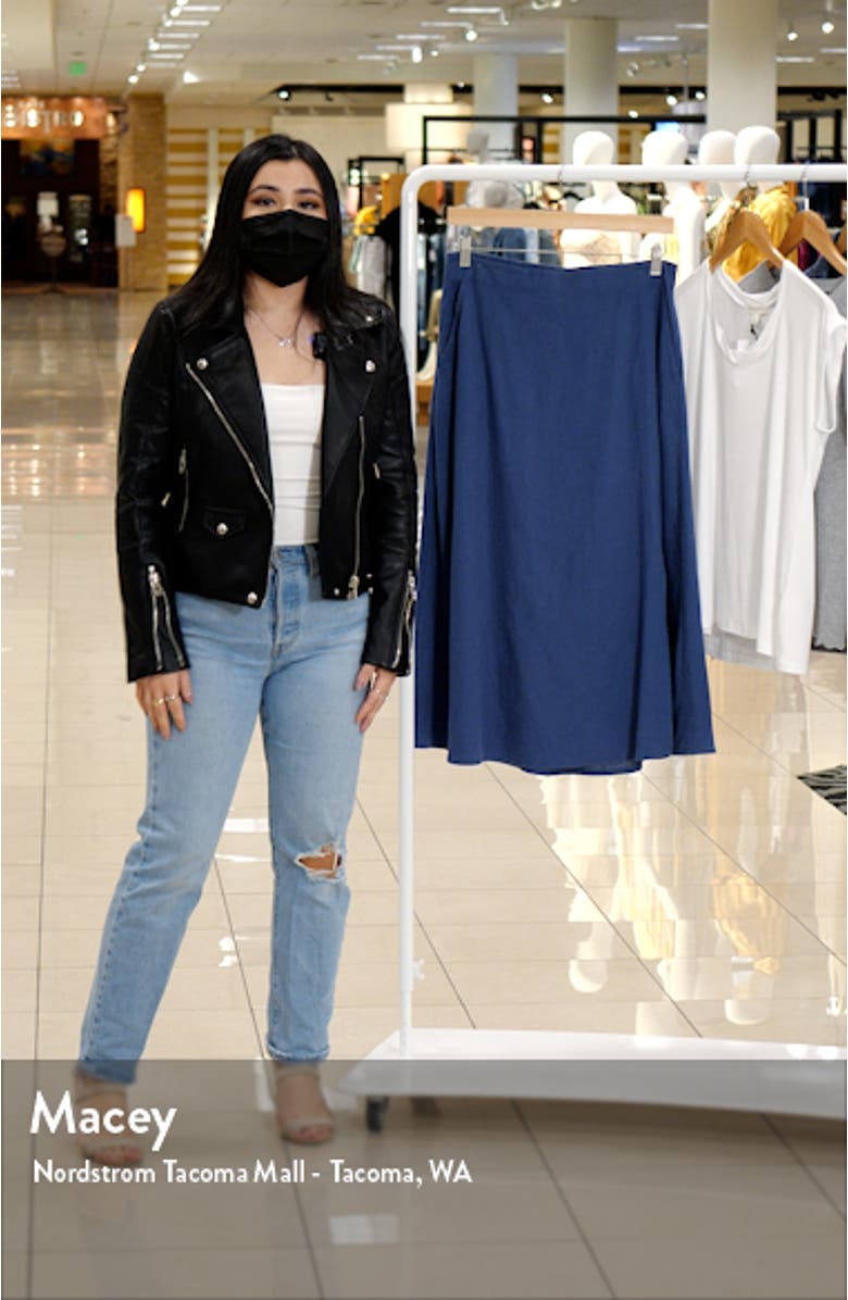 Solid Linen Blend Midi Skirt, sales video thumbnail