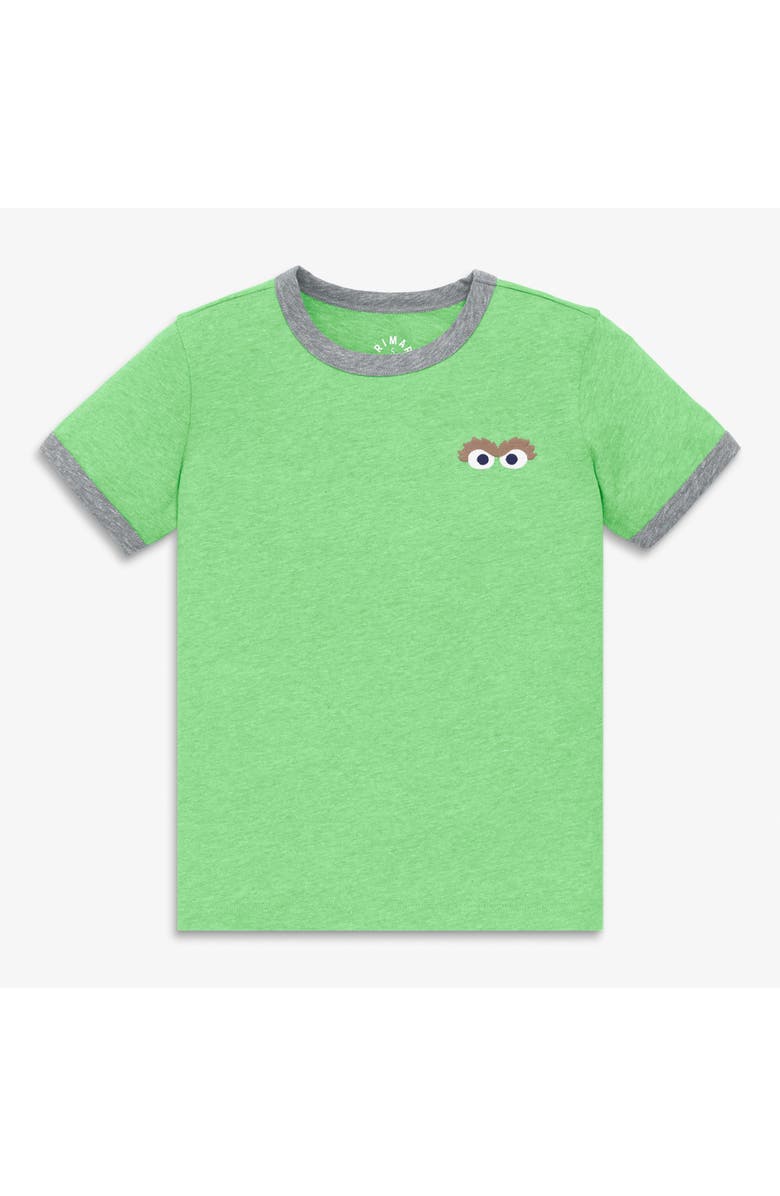 Primary Kids Sesame Street Embroidered Ringer Tee, Main, color, Clover