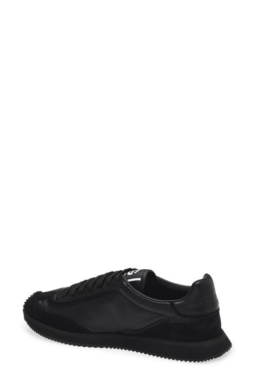 Dolce & Gabbana Round Toe Leather Sneakers With Suede Accents In Black