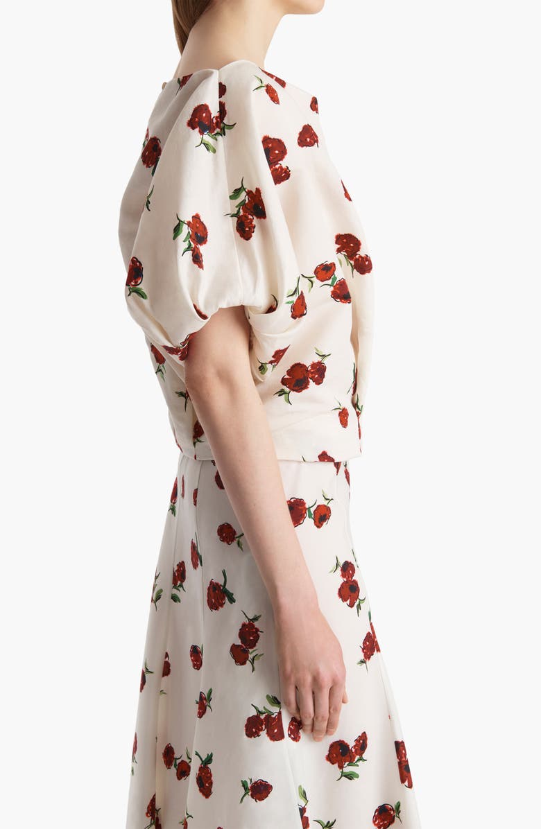 Khaite Niles Raspberry Print Organza Top, Alternate, color, Raspberry/ Cream 628