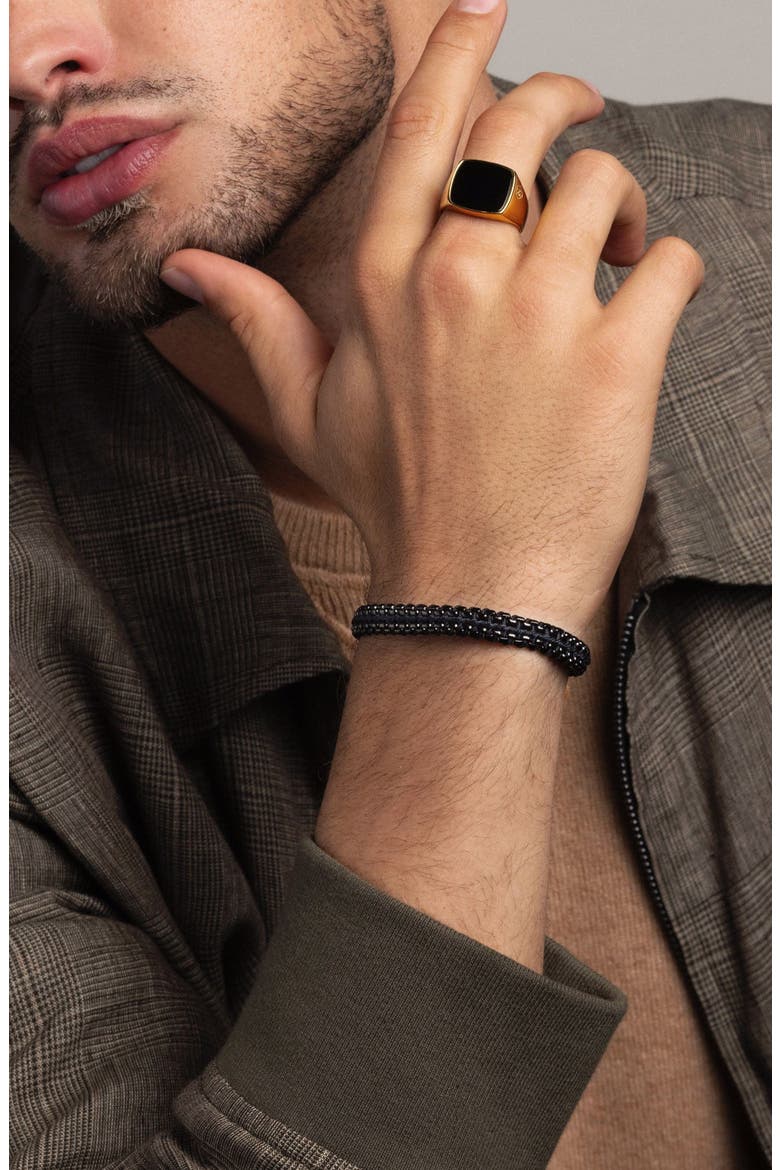 Woven Box Chain Bracelet, Alternate, color, Total Black