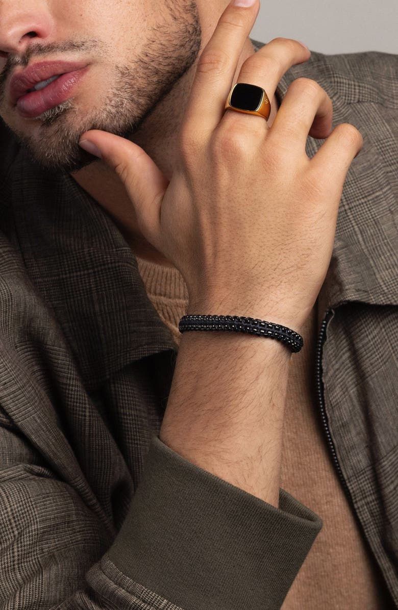 Nialaya Woven Box Chain Bracelet, Alternate, color, Total Black