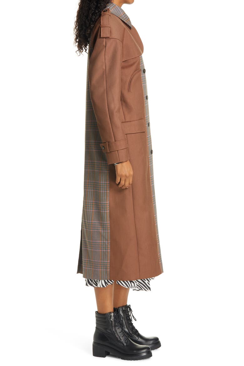 Rina Double Breasted Trench Coat, Alternate, color, PINK CHECKS
