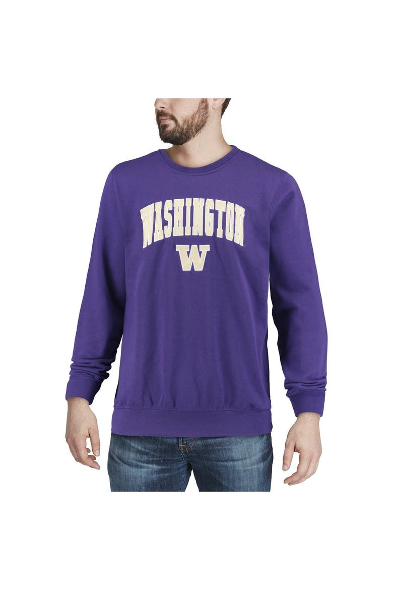 Men's Colosseum Purple Washington Huskies Arch & Logo Crew Neck Sweatshirt, Alternate, color, Purple