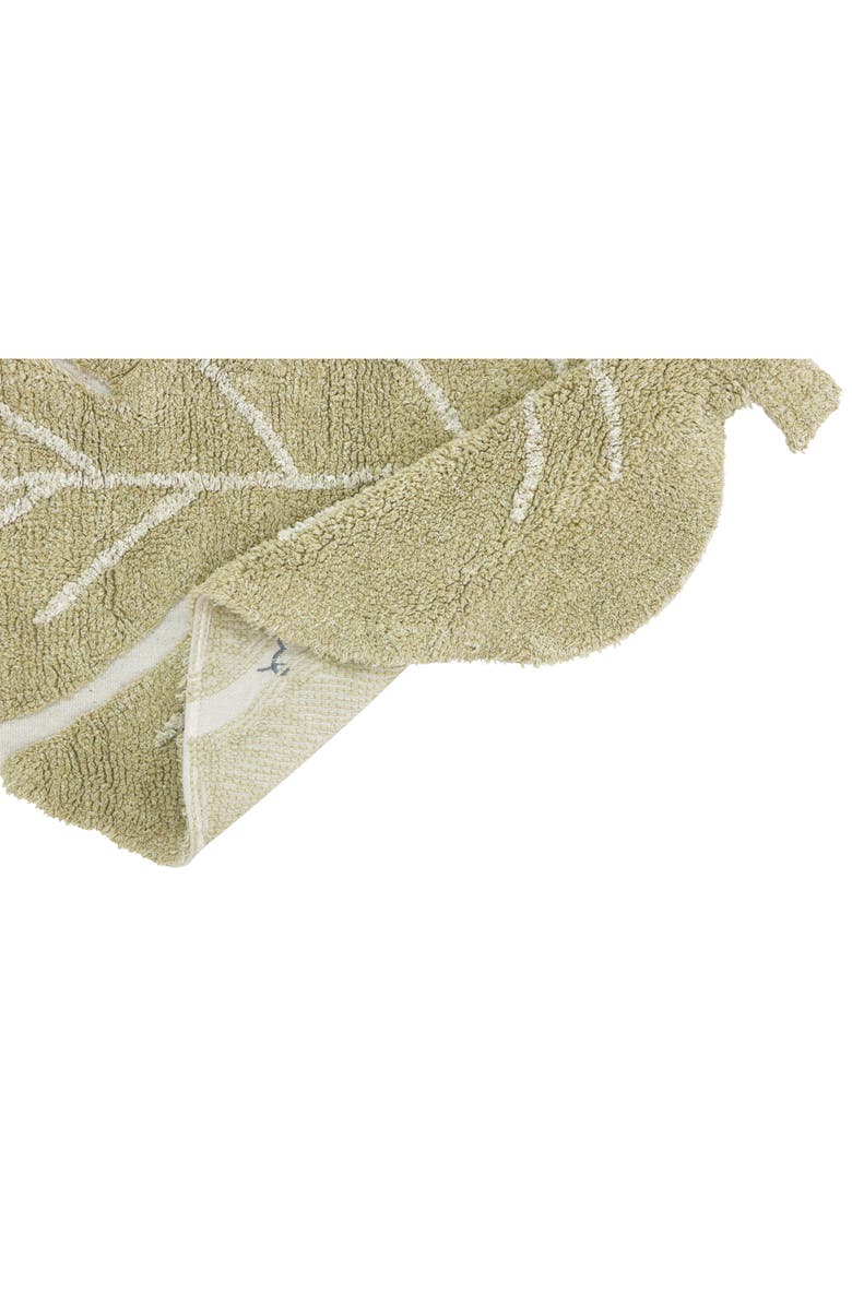 Lorena Canals Mini Monstera Leaf Washable Cotton Blend Rug, Alternate, color, Olive Natural