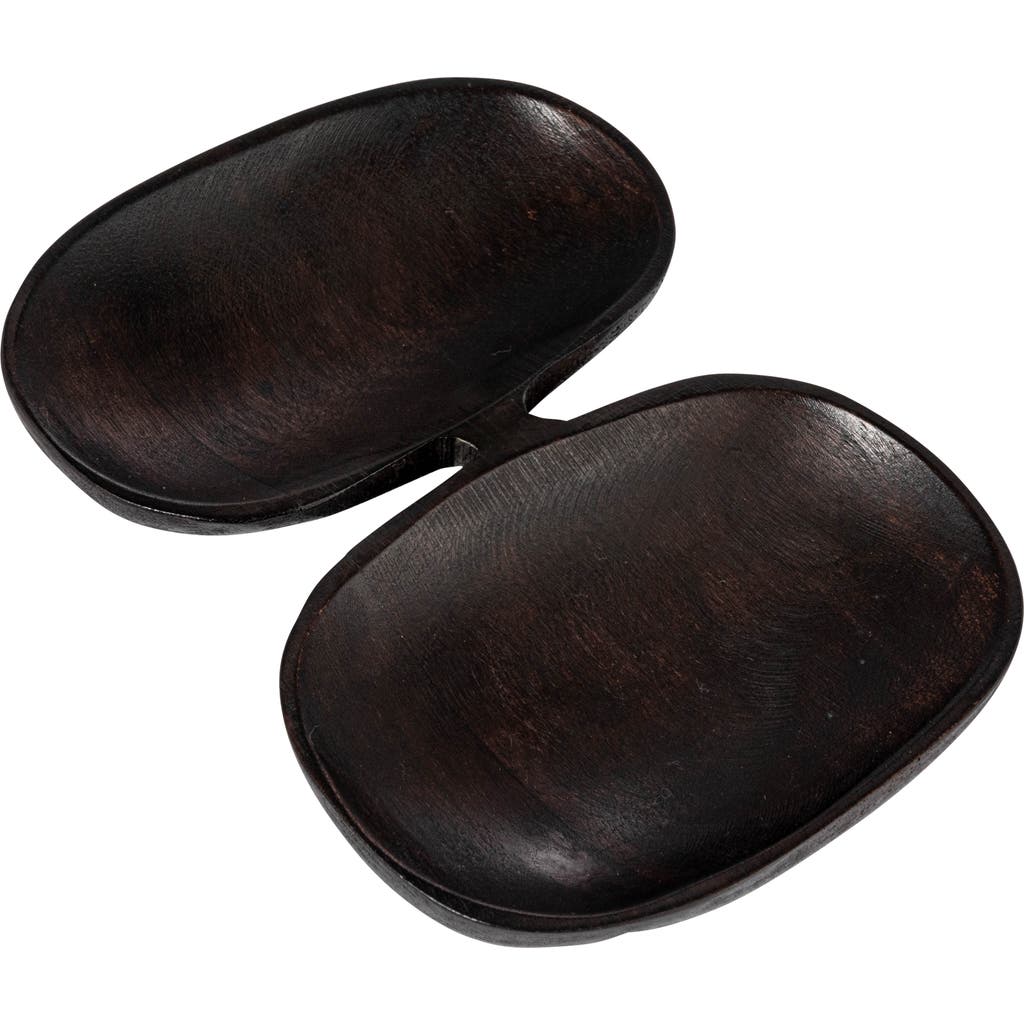Storied Home Modern Wood Serving Dish With 2 Sections In Black