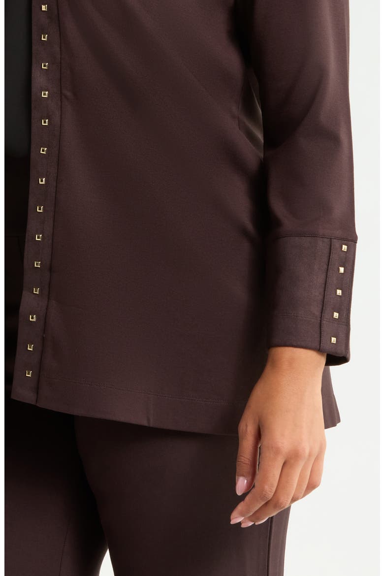 Studded Open Front Cardigan, Alternate, color, DEEP MAHOGANY