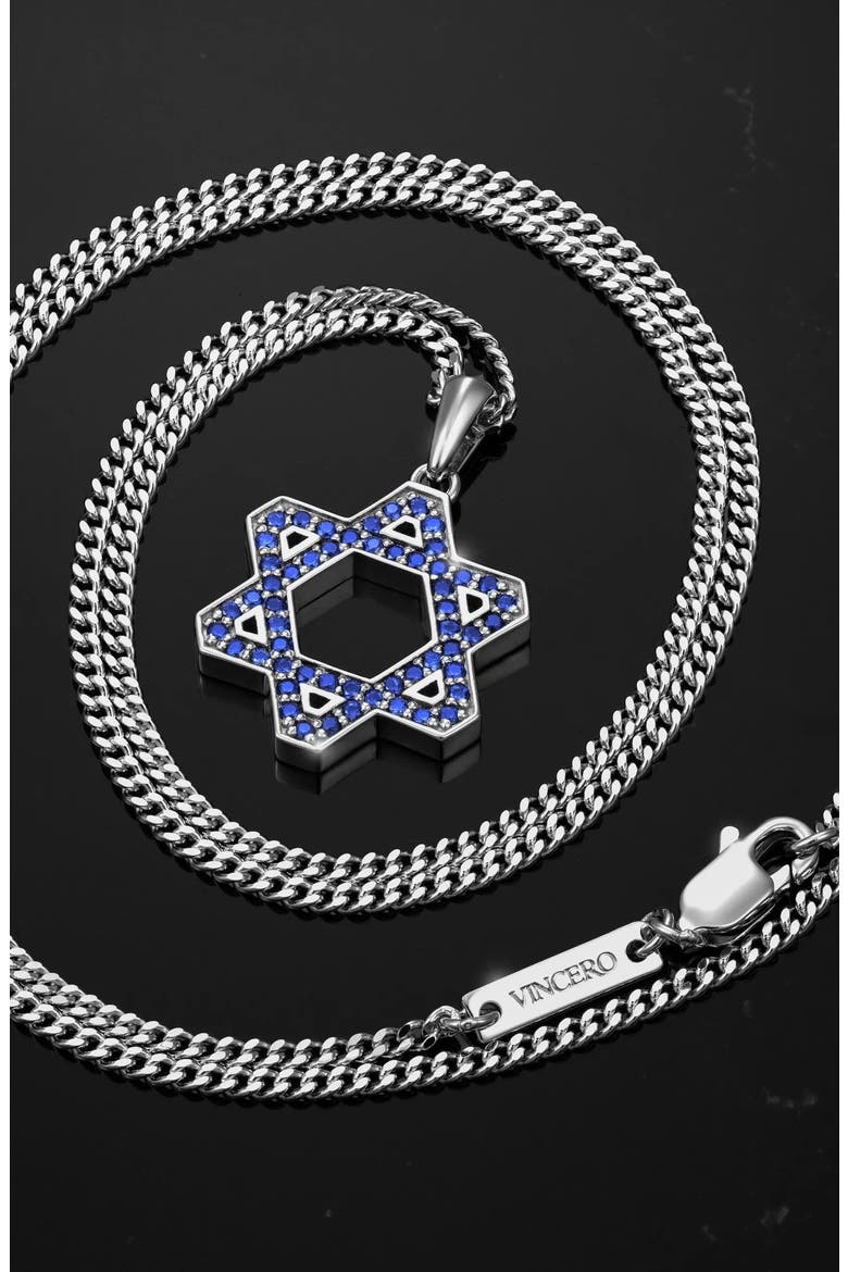 Men's Star of David Pendant Necklace, Alternate, color, BLUE SPINEL