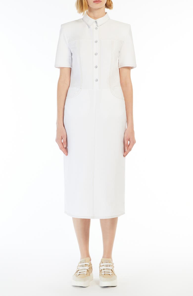 Max Mara Leisure Faro Jersey Shirtdress, Main, color, White
