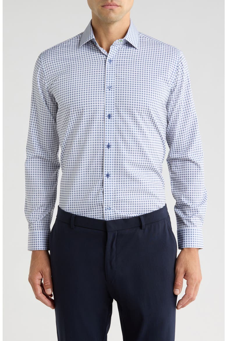 Performance Stretch Winkle Free Button-Up Shirt, Main, color, NAVY