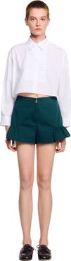 SANDRO Ruffle Hem Shorts