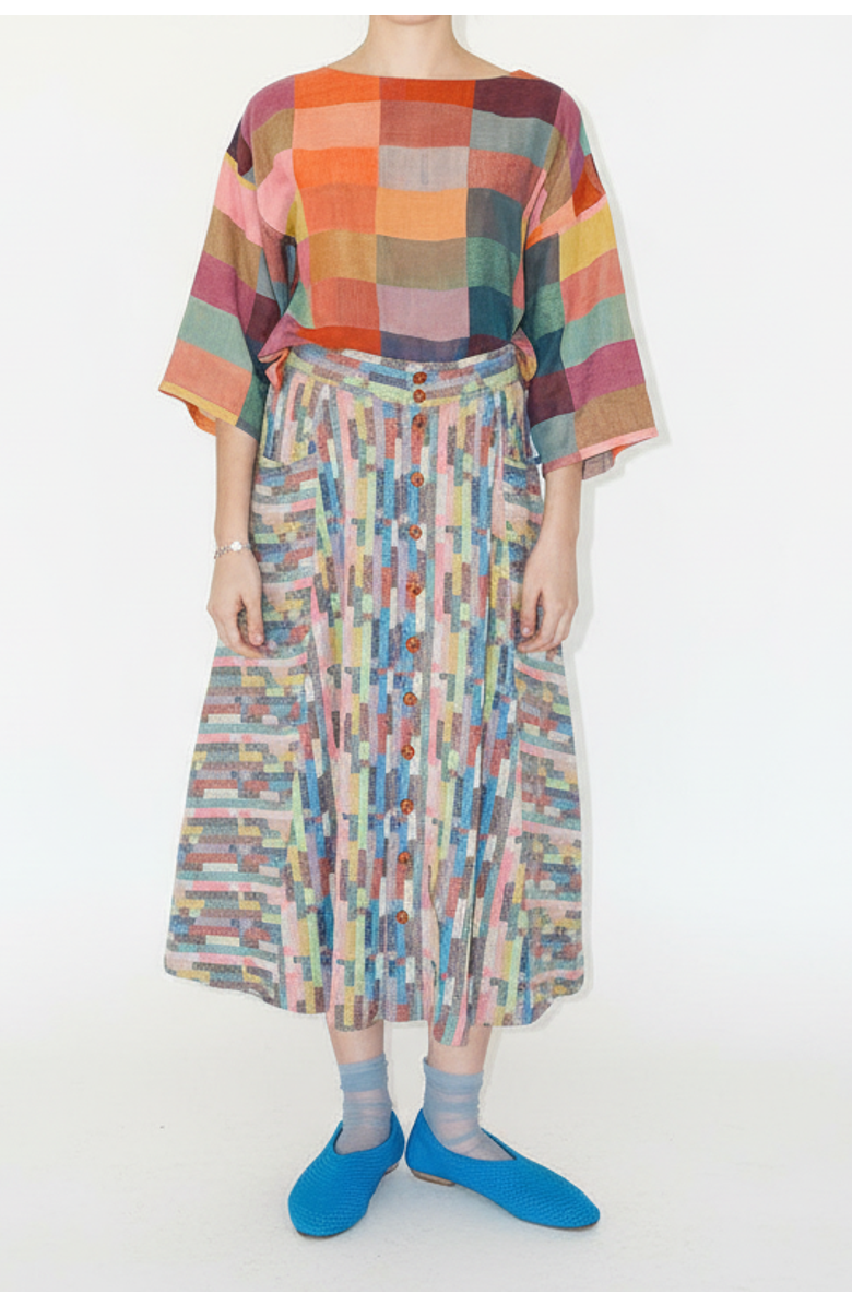 Ace & Jig Gertie Skirt Button Front Midi Skirt, Main, color, Trivia