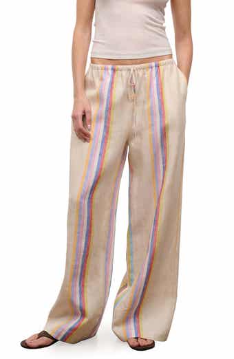 Mateo Placed Stripe Linen Drawstring Pants