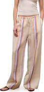 STAUD Mateo Placed Stripe Linen Drawstring Pants