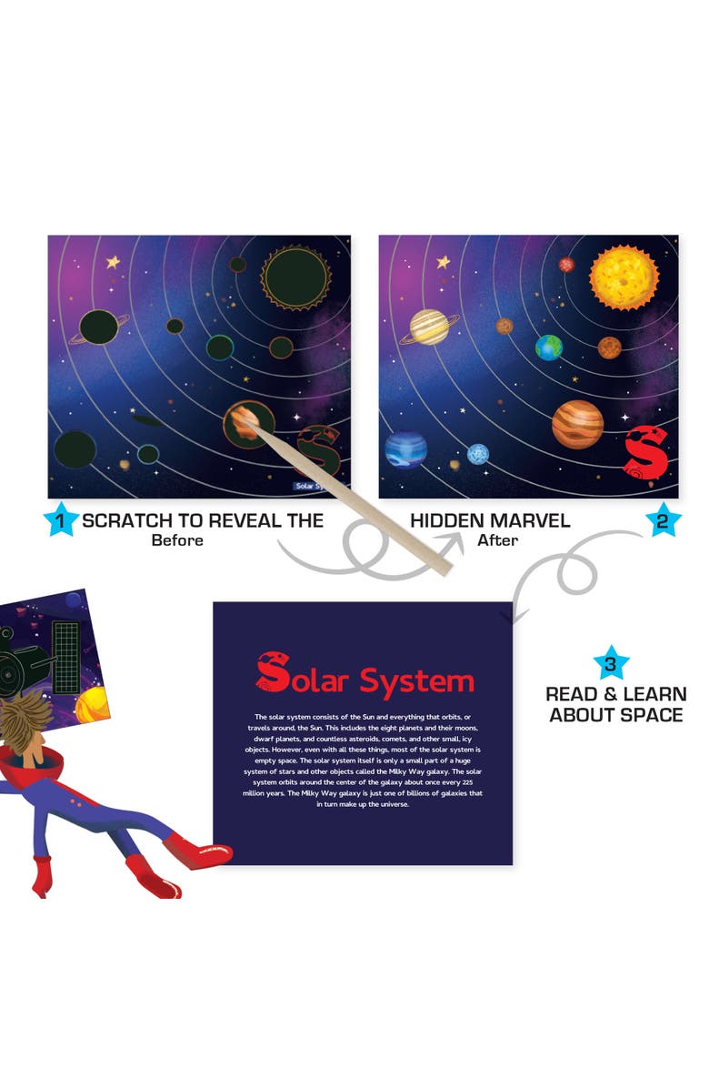 Chalk & Chuckles Scratch Art A to Z Space Adventure, Alternate, color, NO COLOR