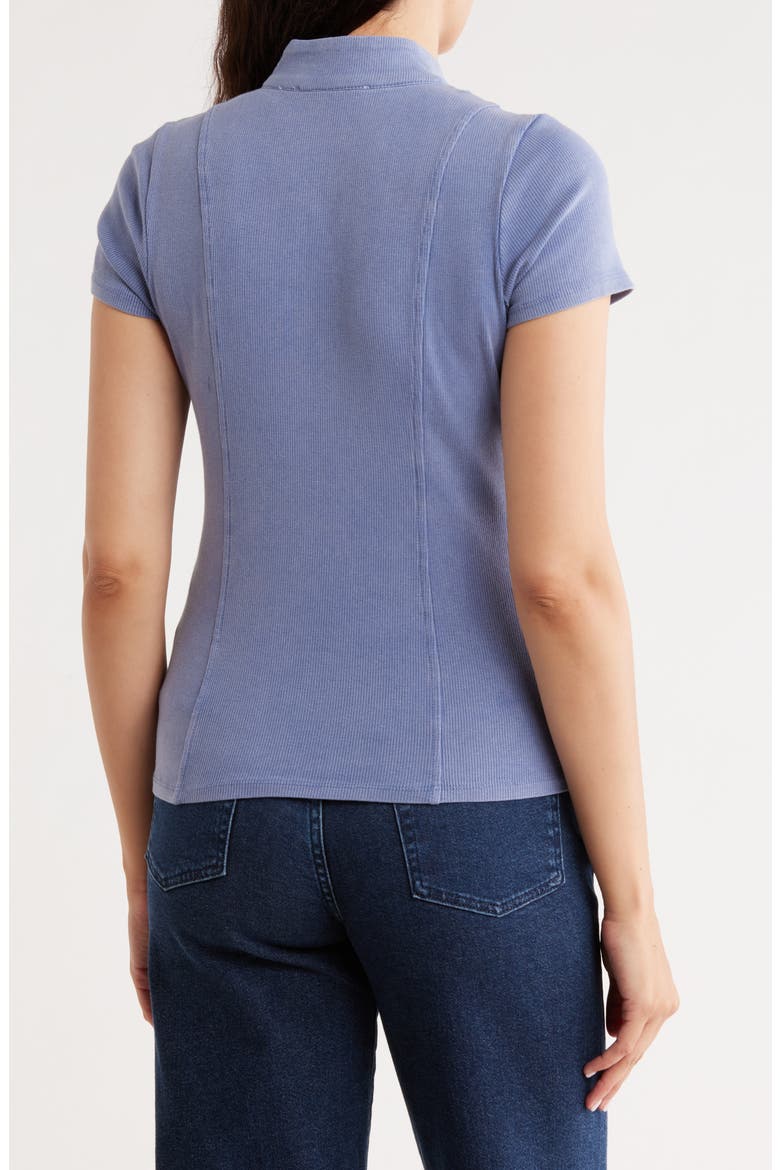 Short Sleeve Zip Up Top, Alternate, color, MARLIN