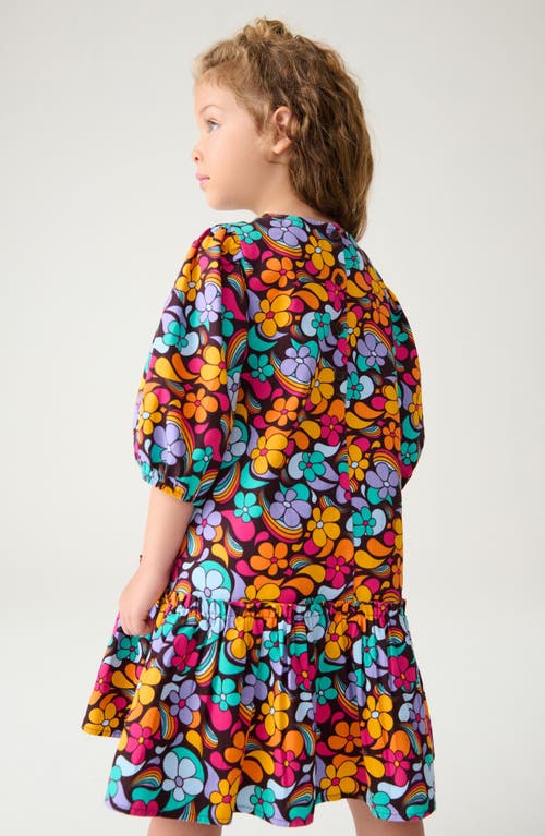 Little Bird Kids' Puff Sleeve Cotton Dress In Black