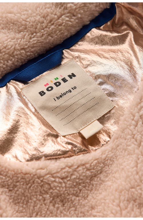 Mini Boden Kids' Fleece Lined Quilted Hooded Jacket In Gold