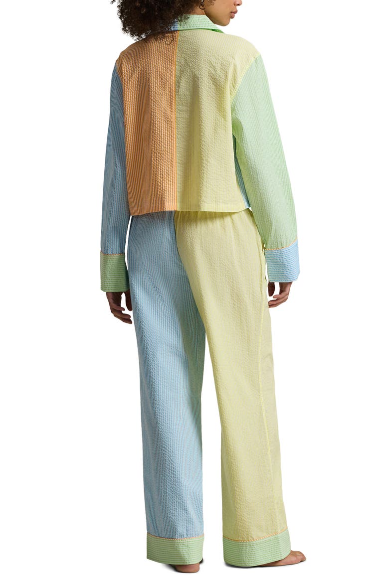 Colorblock Stripe Cotton Seersucker Pajamas, Alternate, color, MULTICOLOR