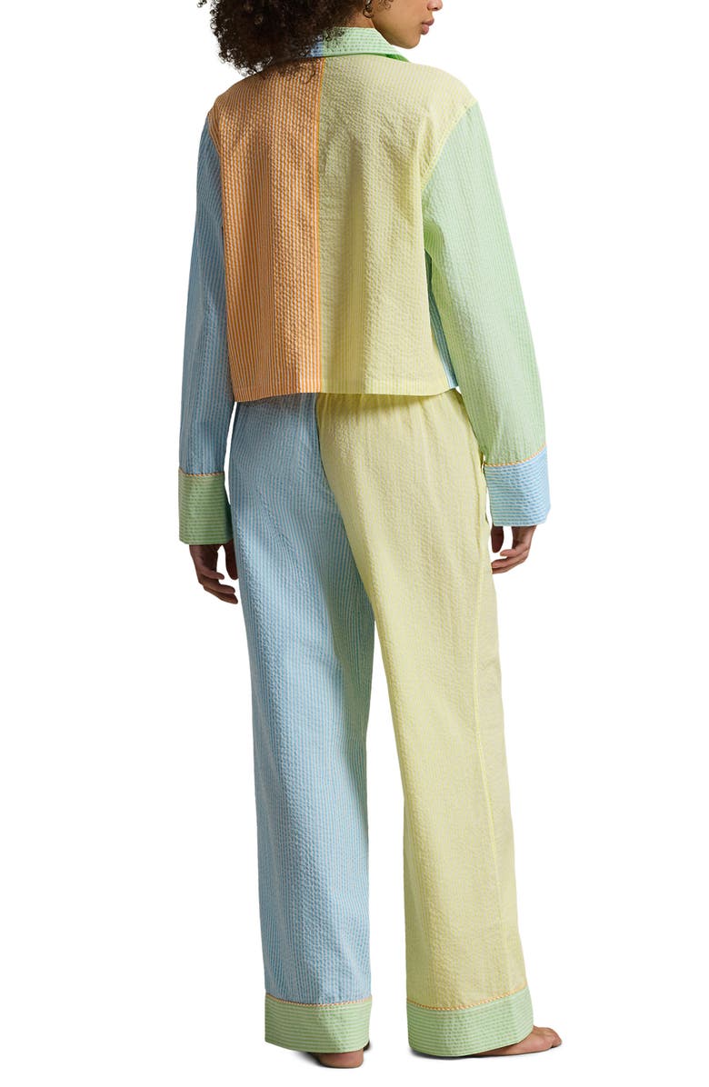 Polo Ralph Lauren Colorblock Stripe Cotton Seersucker Pajamas, Alternate, color, Multicolor