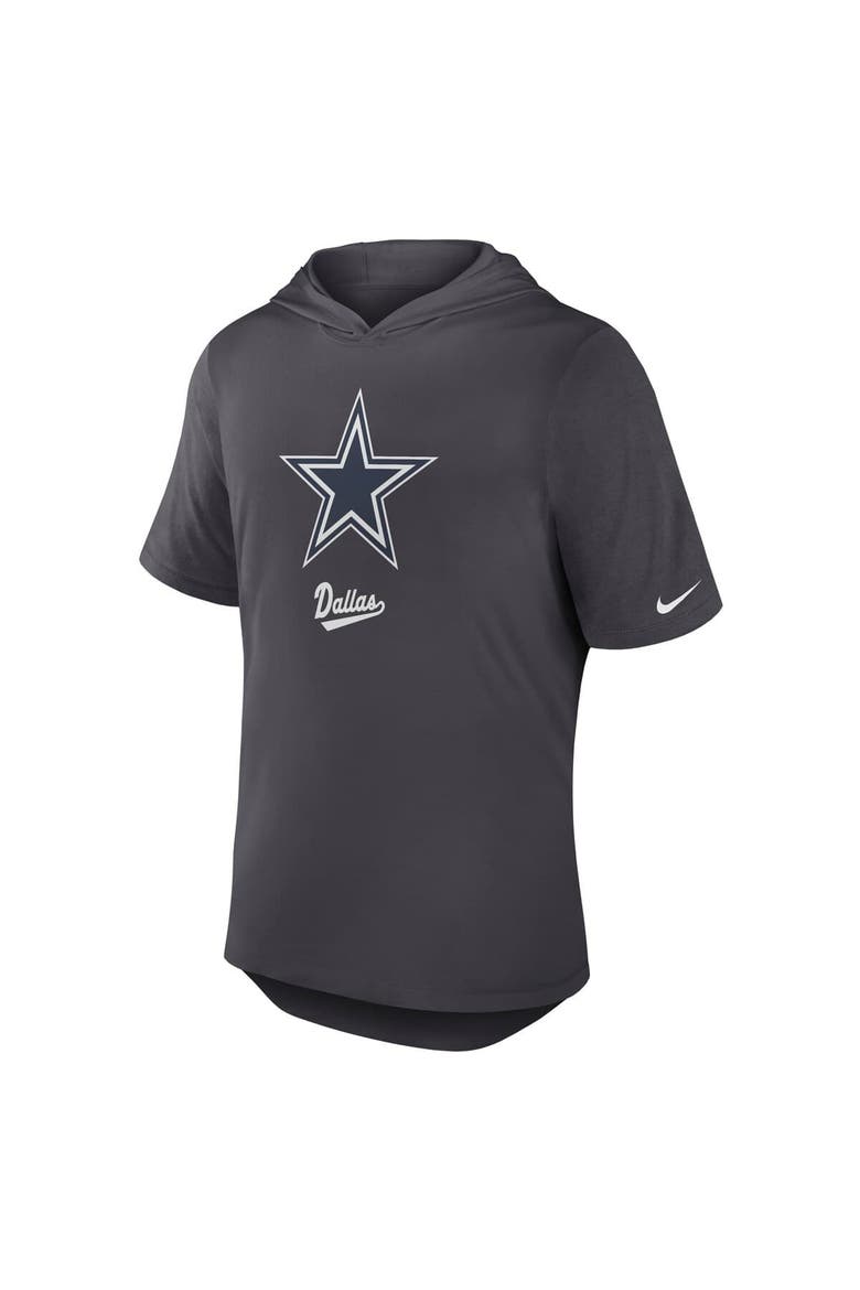 Men's Nike Anthracite Dallas Cowboys Tri-Blend Performance Hoodie T-Shirt, Alternate, color, Anthracite