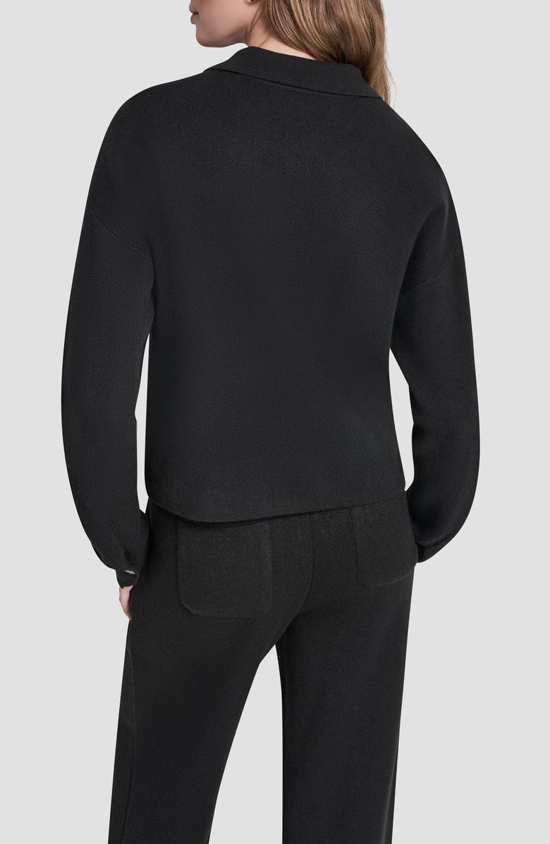 DKNY Collared Zip Cardigan, Alternate, color, Black