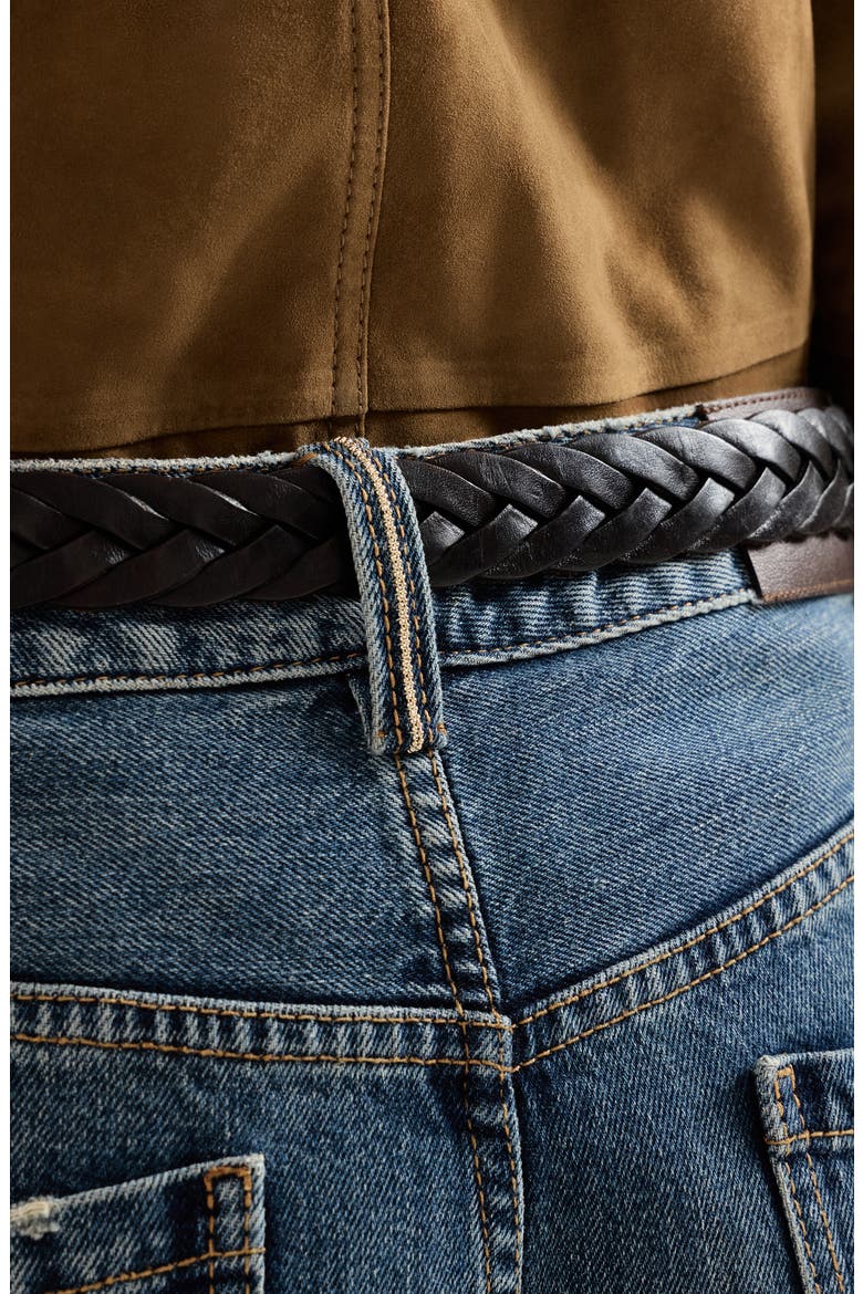 Authentic denim contemporary loose trousers with monili, Alternate, color, Denim