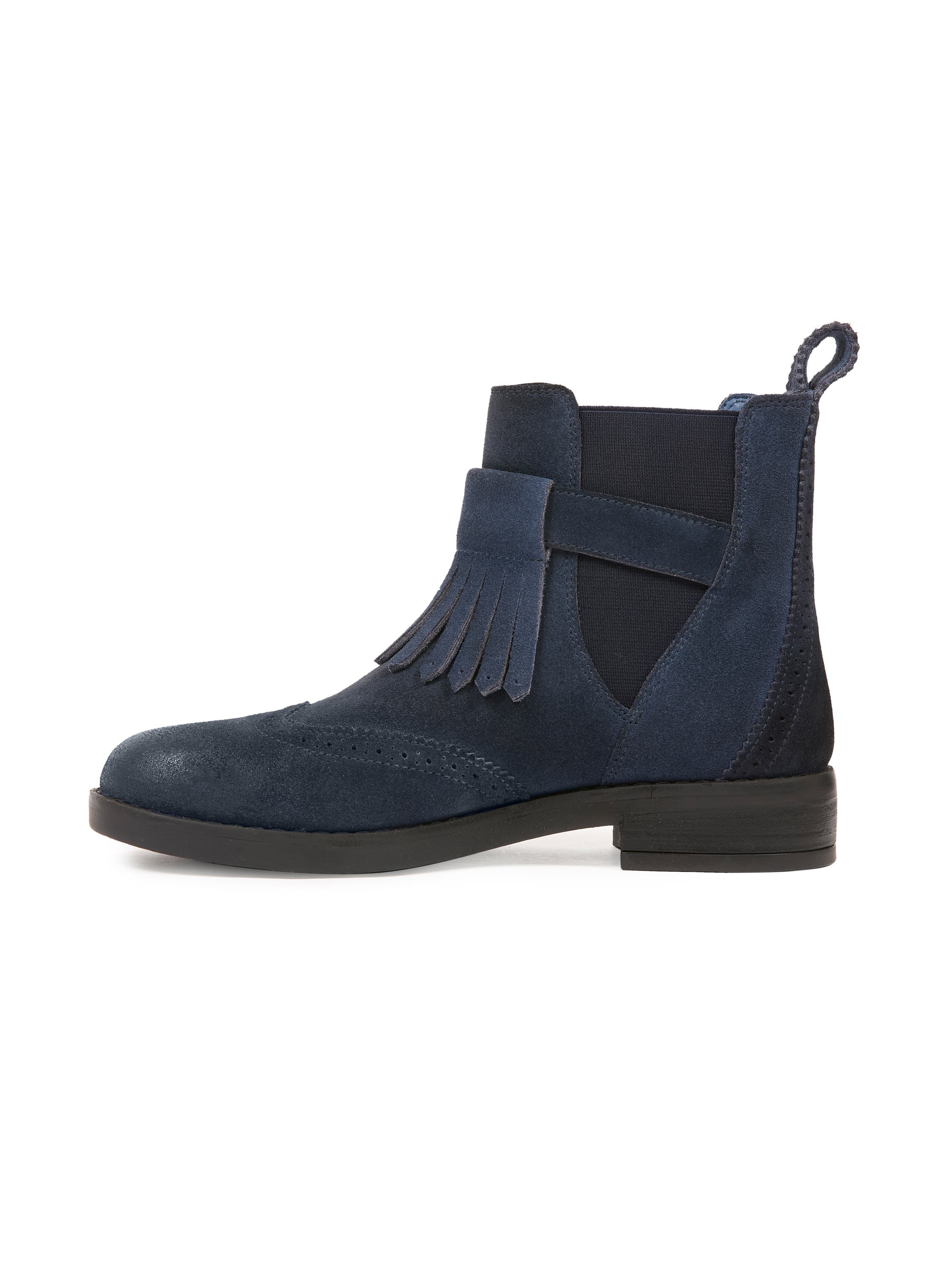 Brogue Strap Chelsea Boot, Alternate, color, NAVY