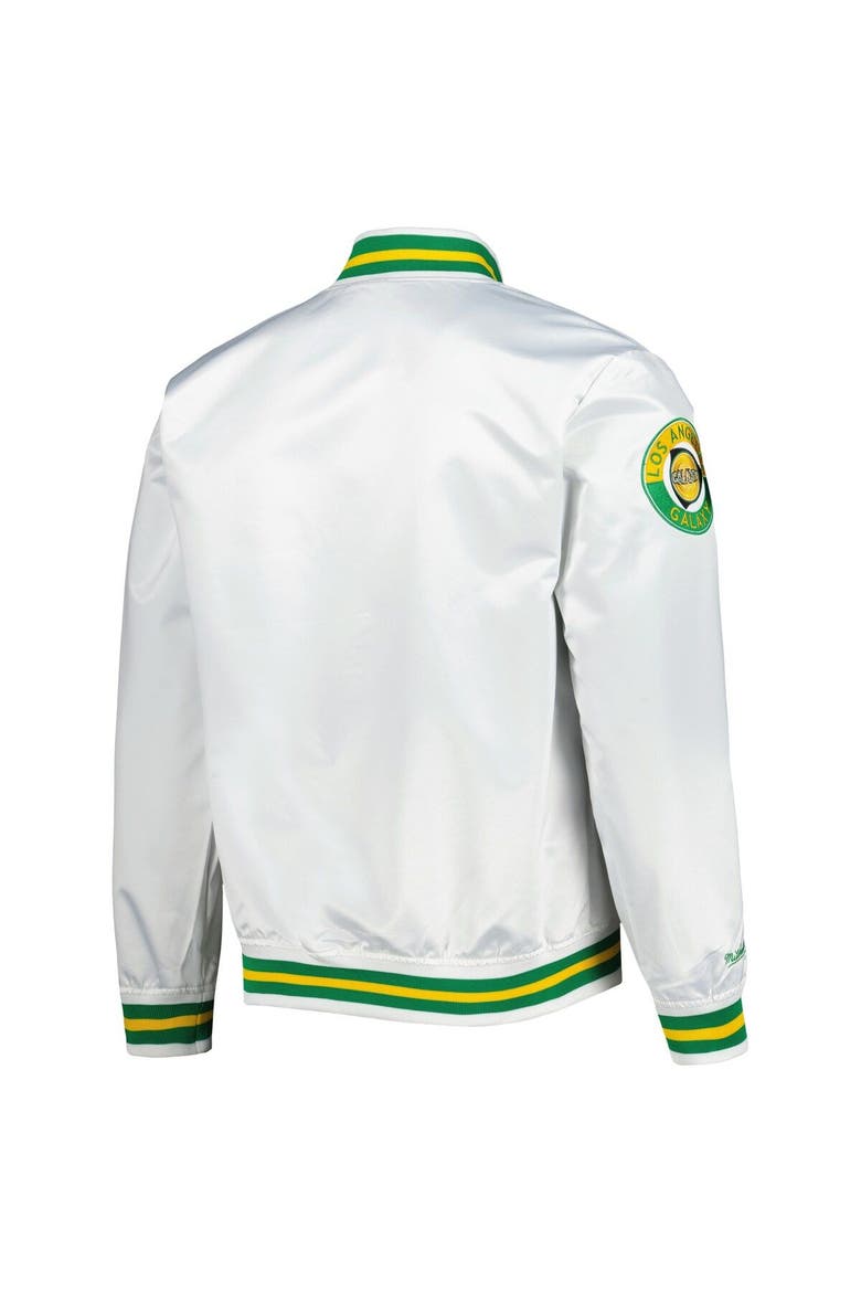 Men's Mitchell & Ness  White LA Galaxy City Full-Snap Satin Jacket, Alternate, color, White