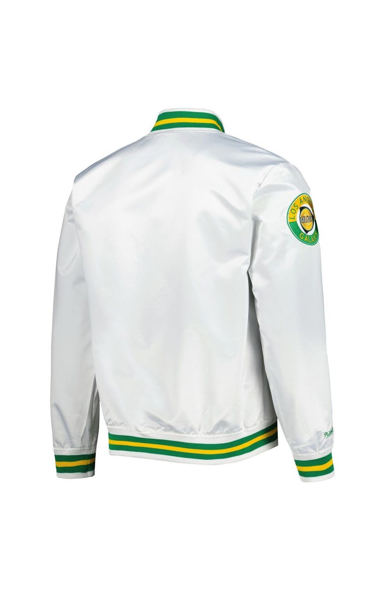 Mitchell & Ness Men's Mitchell & Ness White LA Galaxy City Full-Snap Satin Jacket, Alternate, color, White