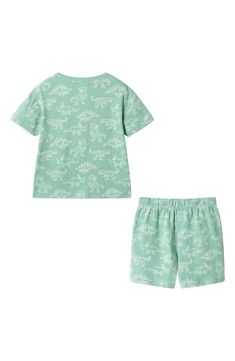 Andy & Evan Kids' Print Henley & Drawstring Shorts Set, Alternate, color, Green Dino