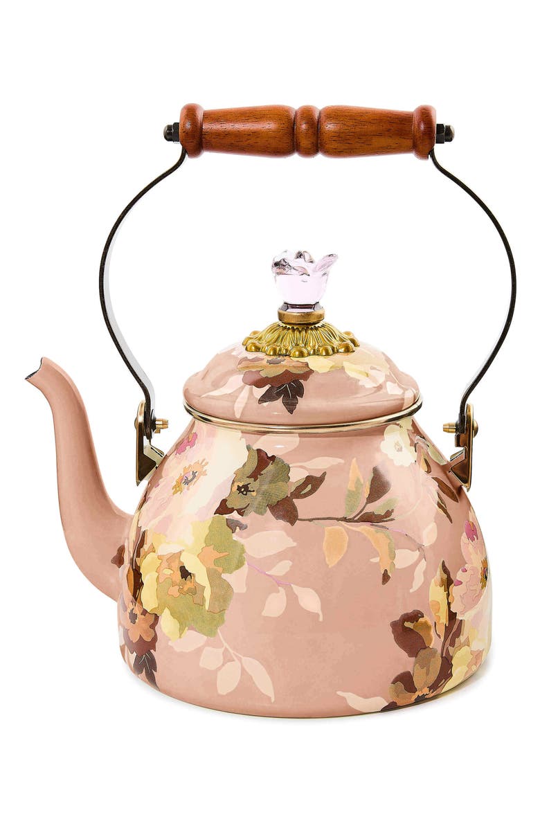 MACKENZIE CHILDS Wild Rose Mauve 2-Quart Tea Kettle, Main, color, Mauve