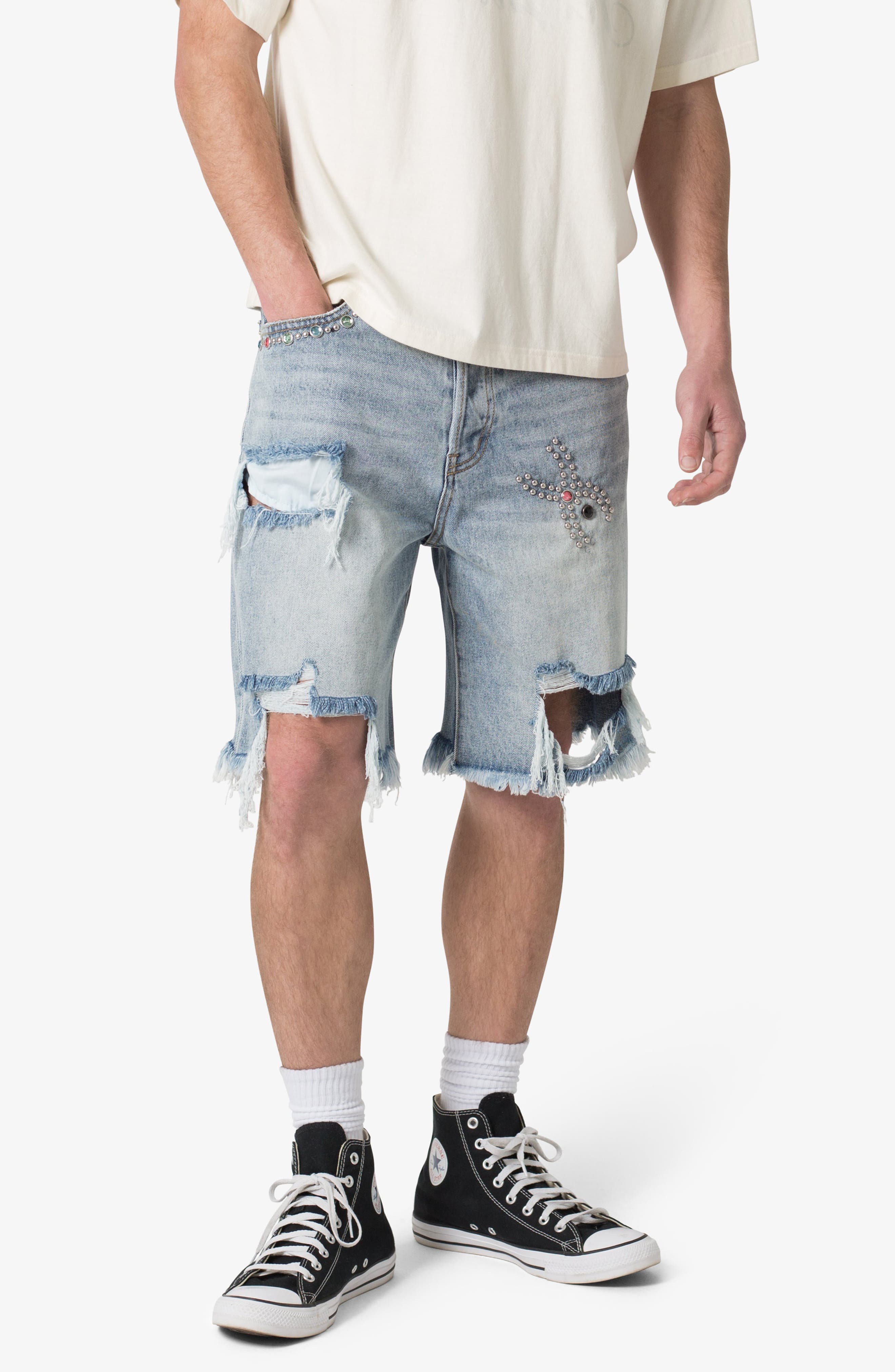 mnml Distressed Spider Denim Shorts — фото 8