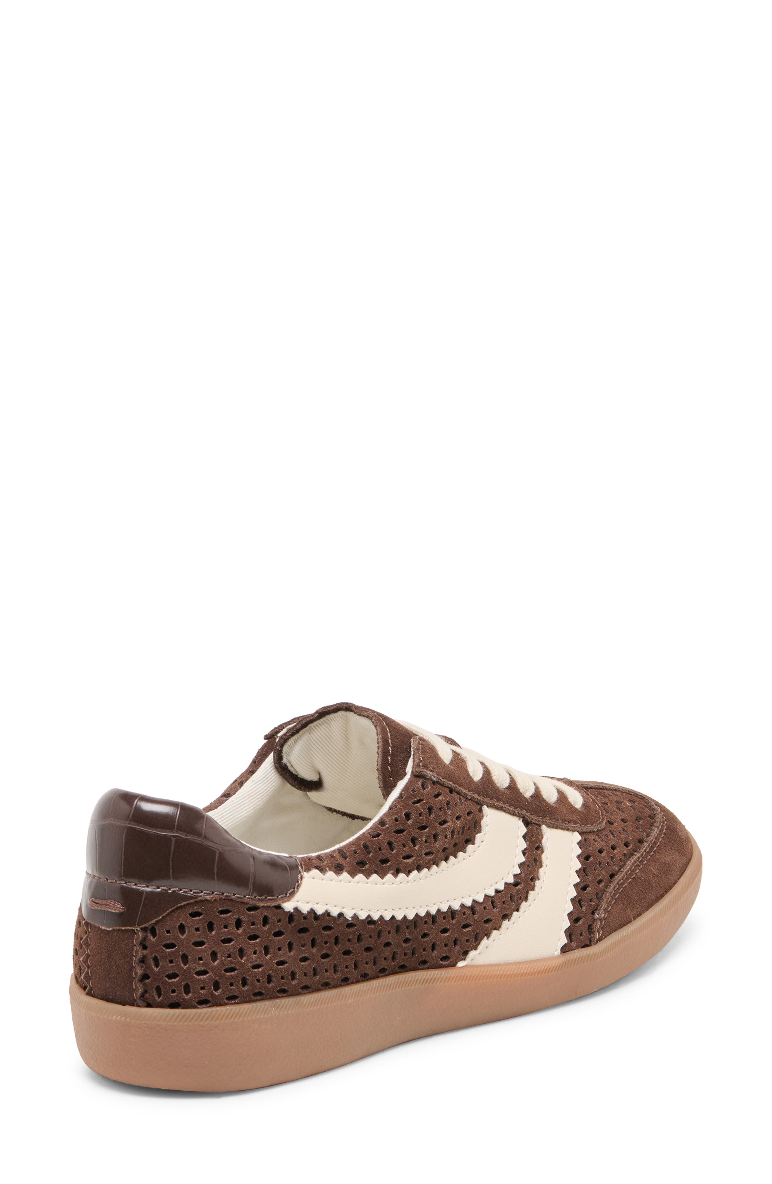 Merit Perforated Sneaker, Alternate, color, DARK BROWN SUEDE