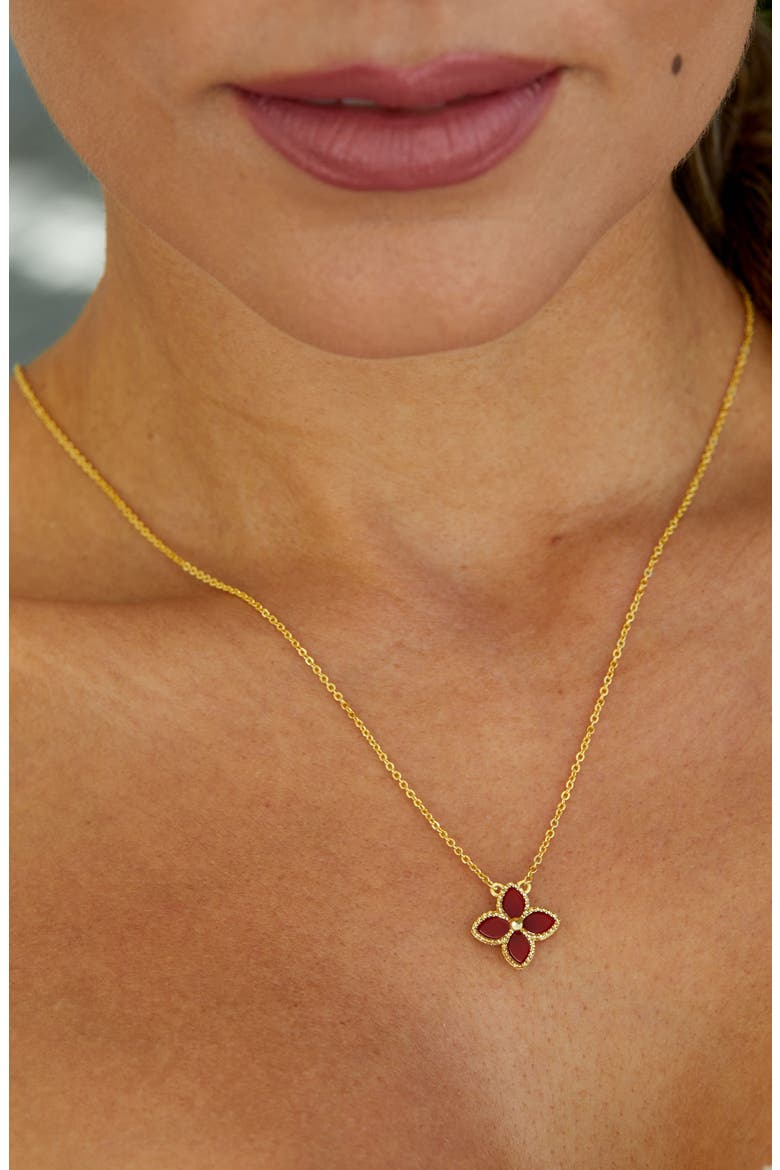 18K Gold Vermeil Agate Pendant Necklace, Alternate, color, RED