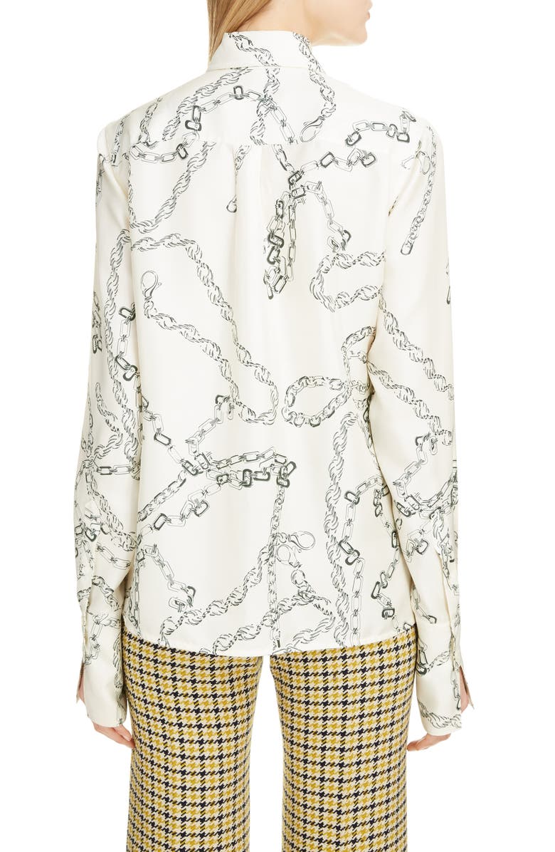 Victoria Beckham Chain Print Silk Shirt, Alternate, color,