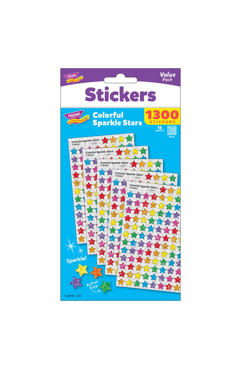 TREND SuperShapes Sparkle Stars, 1300 Count Sticker Pack, Main, color, Multicolored