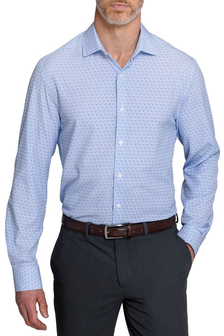 Fain Floral Performance Dress Shirt, Main, color, WHITE/ BLUE