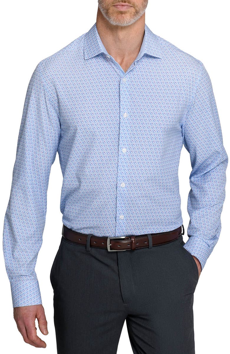W.R.K Faint Floral Performance Dress Shirt, Main, color, White/ Blue