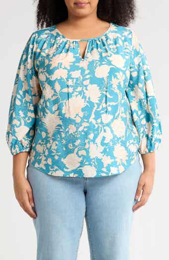 Floral Keyhole Long Sleeve Top