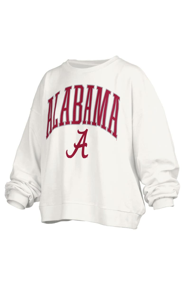 PRESSBOX Women's Pressbox White Alabama Crimson Tide Janise Arch Over Logo Waist Length Oversized Pullover Sweatshirt, Alternate, color, White